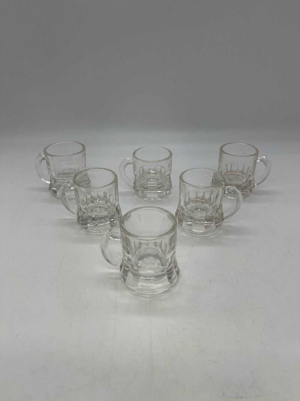 Vintage Clear Federal Glass Small Mini Beer Mug Shot Glass Set of 6